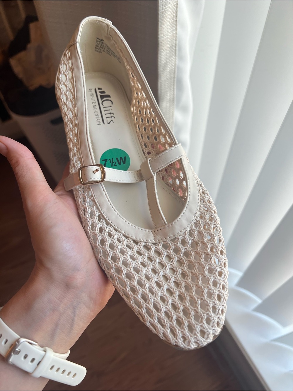 NEW Cliffs by White Mountain Ivory Mesh Mary Jane Flats – Women’s 7.5 Wide (W)